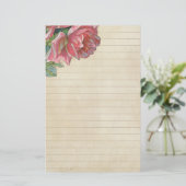 Vintage Roos met lijnen Briefpapier (Staand voorkant)