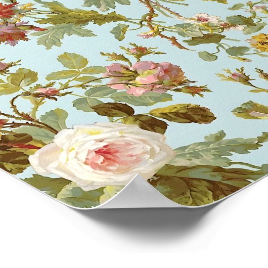 Vintage Roos Patroon Poster (Hoek)