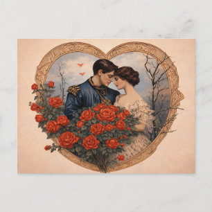 Vintage Roos Romantische Briefkaart Antieke Hart