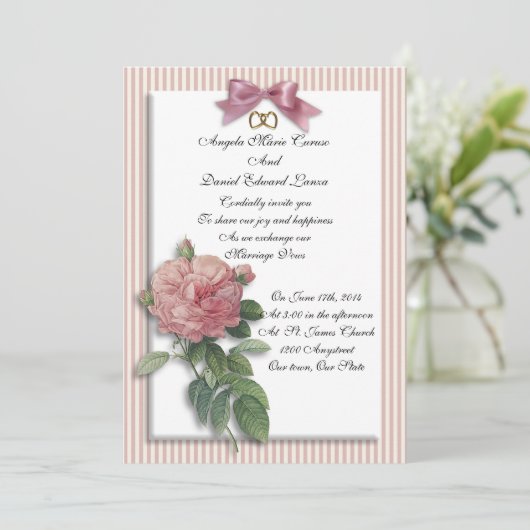 Vintage roos shabby kaart (Staand voorkant)