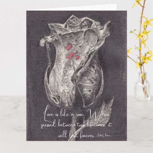 Vintage Roos Valentijn Holiday Kaart (Gele Bloem)