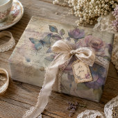 Vintage Roos & Vlinder op Oude Script Decoupage Tissuepapier