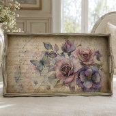 Vintage Roos & Vlinder op Oude Script Decoupage Tissuepapier