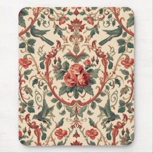 Vintage Roos & Vogel Patroon Romantische Art Nouve Muismat
