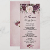 Vintage Roos Waterverf Floral Menu (Voorkant / Achterkant)