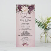 Vintage Roos Waterverf Floral Menu (Staand voorkant)