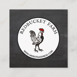 Vintage Rooster Emblem Land Boerderij Visitekaartj Vierkante Visitekaartje
