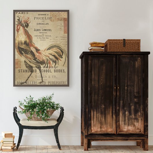 Vintage Rooster en Ephemera ontkoppeling Tissuepapier