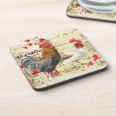 Vintage Rooster en Hen Ephemera Bier Onderzetter (Linkerzijde)