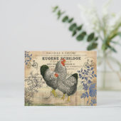 Vintage Rooster en Hen Ephemera Briefkaart (Staand voorkant)
