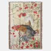 Vintage Rooster en Hen Ephemera Deken (Voorkant Verticaal)