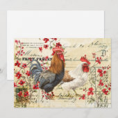 Vintage Rooster en Hen Ephemera ontkoppeling Kaart (Voorkant / Achterkant)