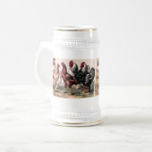 Vintage Rooster en kippen Land stein Bierpul (Voorkant links)