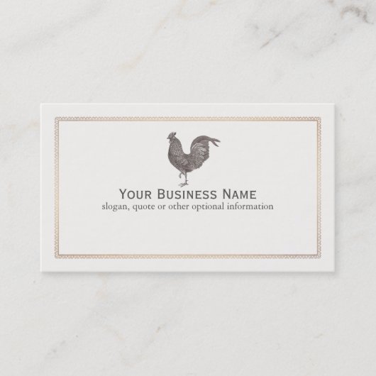Vintage Rooster Etching Visitekaartje (Voorkant)