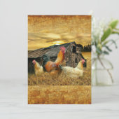 Vintage Rooster Hens Rustic Barn Coop Bedankkaart (Staand voorkant)