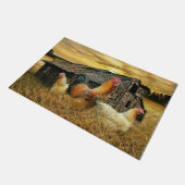 Vintage Rooster Hens Rustic Barn Coop Deurmat (Schuin)