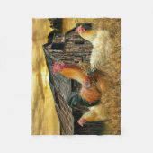 Vintage Rooster Hens Rustic Barn Coop Fleece Deken (Voorkant)