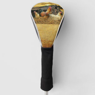Vintage Rooster Hens Rustic Barn Coop Golfheadcover