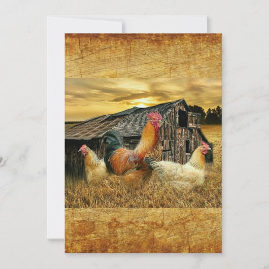 Vintage Rooster Hens Rustic Barn Coop Kaart (Voorkant)