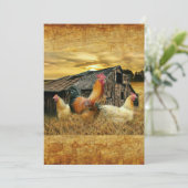 Vintage Rooster Hens Rustic Barn Coop Kaart (Staand voorkant)
