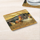 Vintage Rooster Hens Rustic Barn Coop Kartonnen Onderzetters (Schuin)