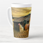 Vintage Rooster Hens Rustic Barn Coop Latte Mok (Linkerhoek)