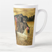 Vintage Rooster Hens Rustic Barn Coop Latte Mok (Rechts)
