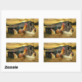 Vintage Rooster Hens Rustic Barn Coop Rechthoekige Sticker (Vel)