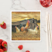 Vintage Rooster Hens Rustic Barn Coop Servet (Insitu)