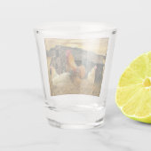 Vintage Rooster Hens Rustic Barn Coop Shot Glas (Achterkant)