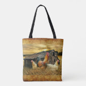 Vintage Rooster Hens Rustic Barn Coop Tote Bag (Achterkant)
