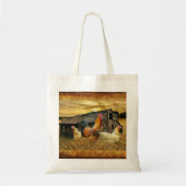 Vintage Rooster Hens Rustic Barn Coop Tote Bag (Voorkant)