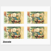 Vintage : rooster - rechthoekige sticker (Vel)