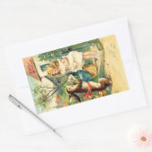 Vintage : rooster - rechthoekige sticker (Envelop)