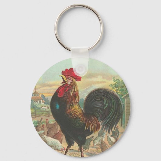 Vintage Rooster Sleutelhanger (Voorkant)