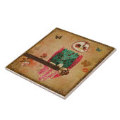 Vintage Rosa Shabby Owl Tile Tegeltje (Zijkant)