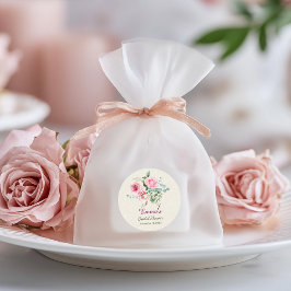 Vintage Rose Aanpasbare Bruidsdouche Papier Ronde Sticker