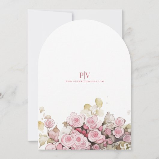 Vintage Rose Arch | Monogram Wedding Kaart (Achterkant)