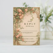 Vintage Rose Arch Wedding RSVP Kaartje (Staand voorkant)