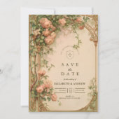 Vintage Rose Arch Wedding Save The Date (Voorkant)