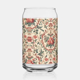 Vintage Rose & Bird Pattern Romantic Art Nouveau Blikvorm Glas