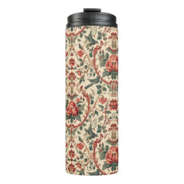 Vintage Rose & Bird Pattern Romantic Art Nouveau Thermosbeker