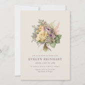 Vintage Rose Bouquet Dusty Paars Vrijgezellenfeest Kaart (Voorkant)