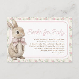 Vintage Rose Bunny Rabit Books for Baby Girl Informatiekaartje