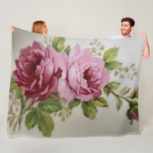 Vintage Rose Elegance Fleece Blanket (In situ)