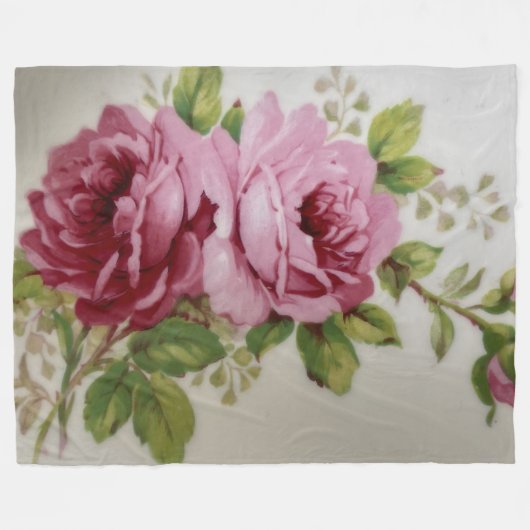 Vintage Rose Elegance Fleece Blanket (Voorkant (Horizontaal))