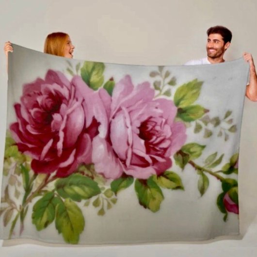 Vintage Rose Elegance Fleece Blanket Deken