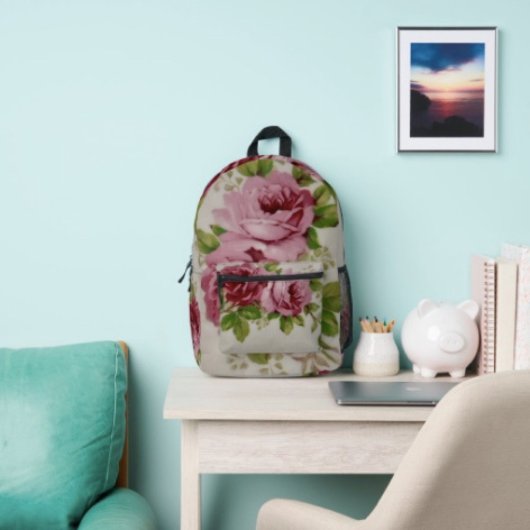 Vintage Rose Elegantie Bedrukte Rugzak