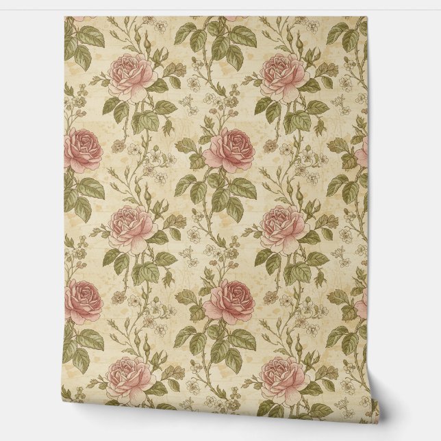 Vintage Rose Floral Pattern Behang (Afrollen)