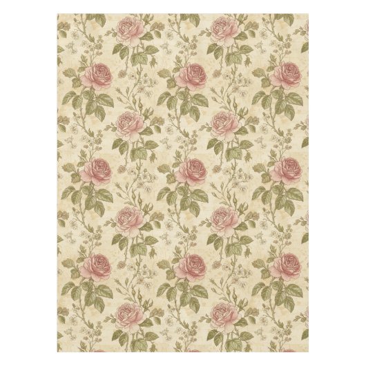 Vintage Rose Floral Pattern Tafelkleed (Voorkant)
